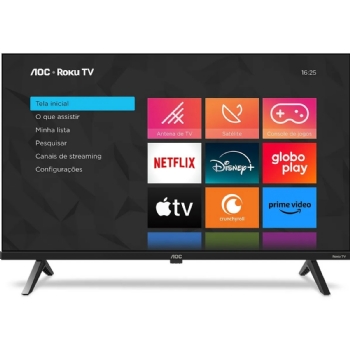 SMART TV 32" HD AOC 32S5045/78G ROKU TV, COMANDO DE VOZ, HDMI, USB, WI-FI E CONVERSOR DIGITAL SMART TV 32" HD AOC 32S5045/78G ROKU TV, COMANDO DE VOZ, HDMI, USB, WI-FI E CONVERSOR DIGITAL