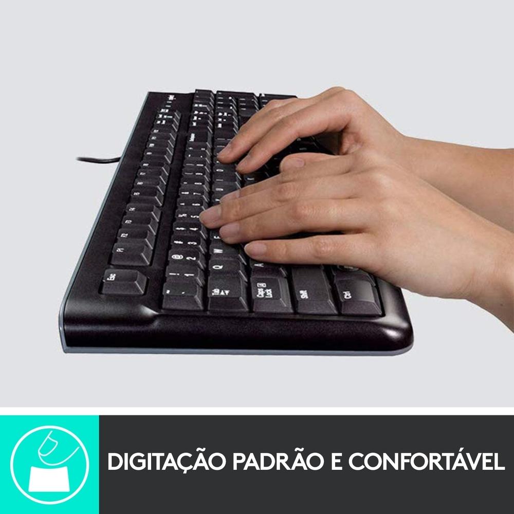 TECLADO COM FIO USB LOGITECH K120 RESISTENTE À RESPINGOS E LAYOUT ABNT2 -920-004423