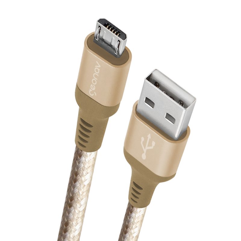 CABO MICRO USB DE NYLON TRANÇADO 1,5M DOURADO (#)