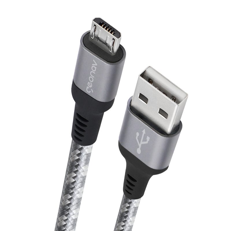 CABO MICRO USB DE NYLON TRANÇADO 1,5M TITANIUM (#)