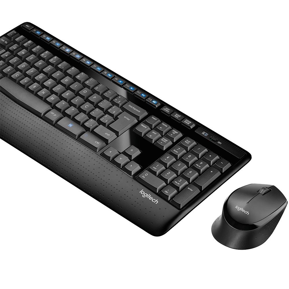 TECLADO E MOUSE SEM FIO LOGITECH MK345, TECLADO COM APOIO, USB, PILHAS INCLUSAS, ABNT2 , PRETO