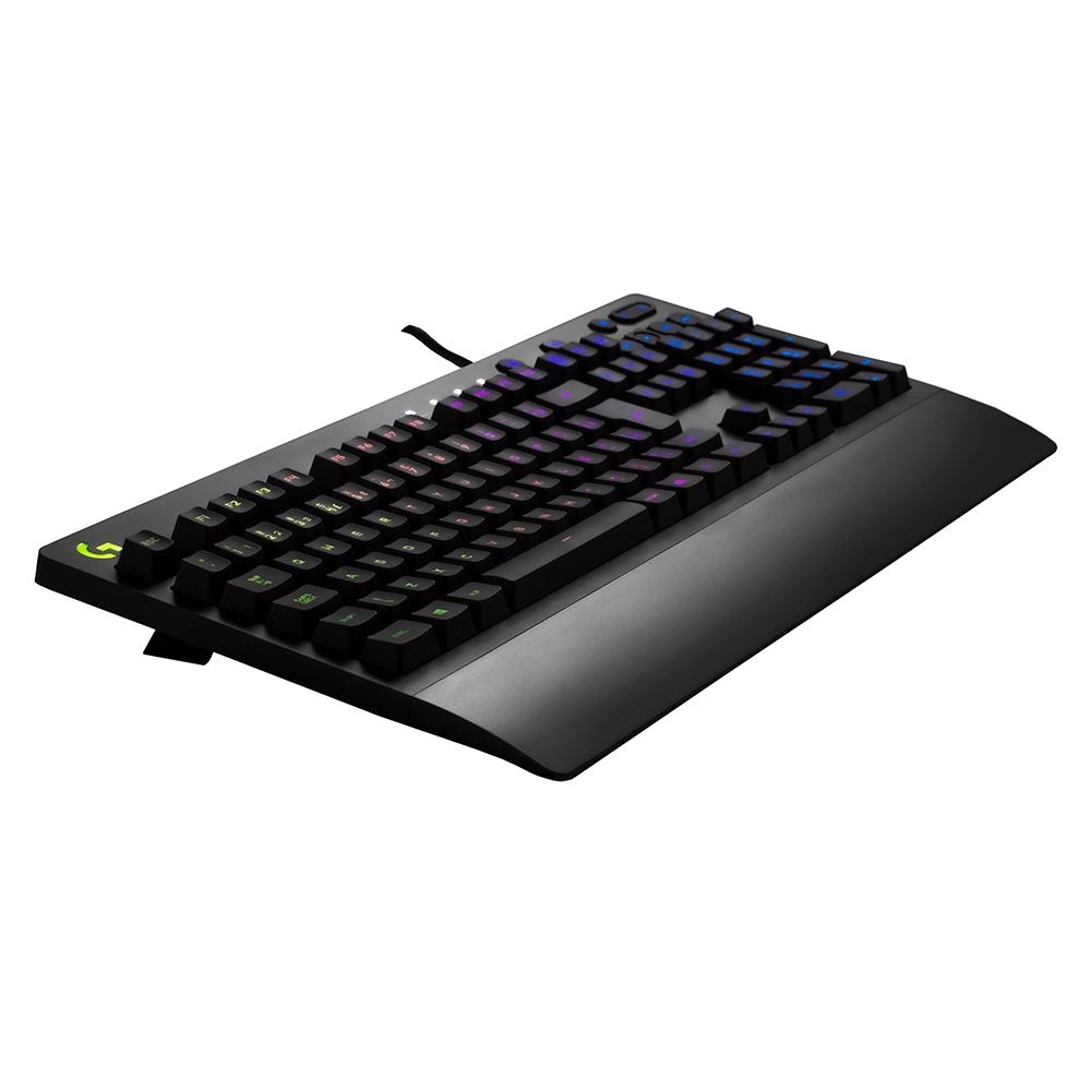 TECLADO GAMER COM FIO LOGITECH G213 PRODIGY, RGB LIGHTSYNC, RESISTENTE À RESPINGOS, ABNT2, PRETO