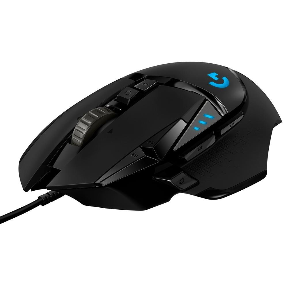 MOUSE GAMER LOGITECH G502 HERO, RGB LIGHTSYNC, AJUSTE DE PESO, 11BOTOES PROGRAMAVEIS E SENSOR 25K.