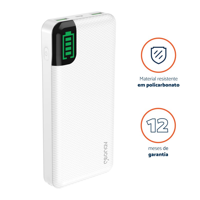 CARREGADOR UNIVERSAL PORTATIL 20.000 MAH BRANCO