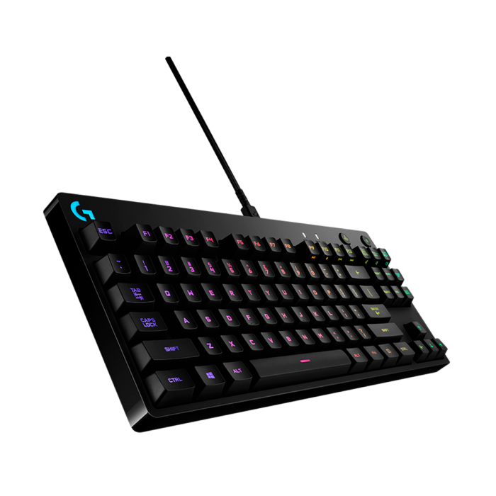 TECLADO MECÂNICO GAMER LOGITECH G PRO, LAYOUT US, RGB LIGHTSYNC, DESIGN TKL, SWITCH GX BLUE CLICKY