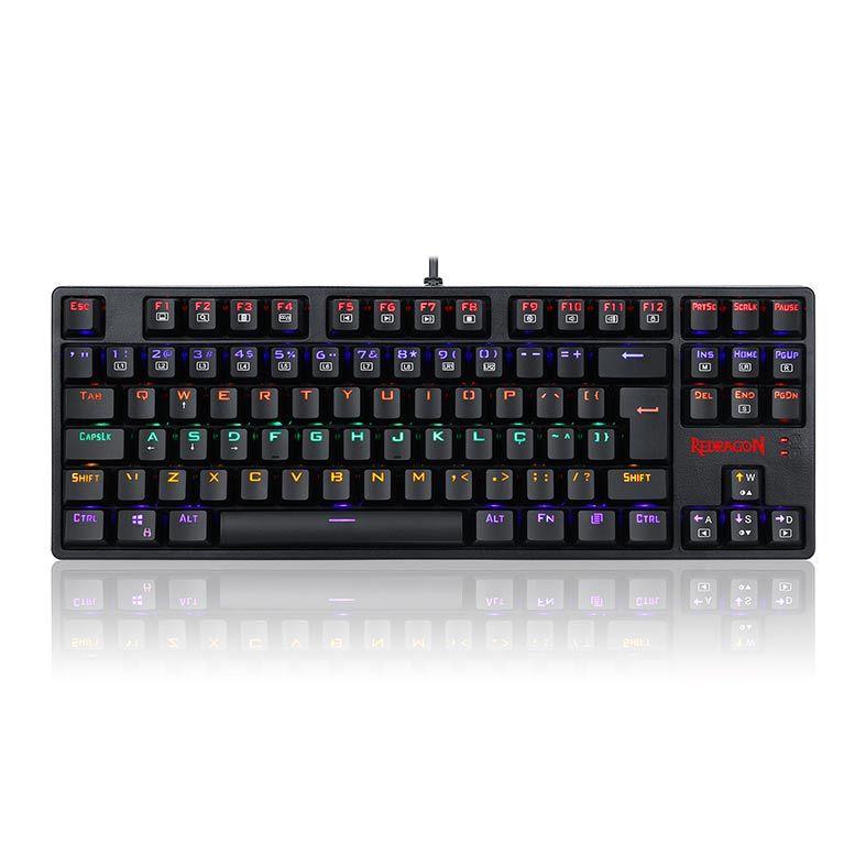 TECLADO MECÂNICO GAMER REDRAGON DAKSA K576, LED RAINBOW, SWITCH VERMELHO , ABNT2 - K576R PT-RED