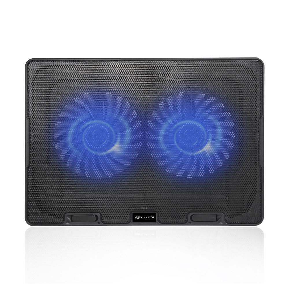 SUPORTE BASE P/ NOTEBOOK 15.6'' COM 2 COOLERS, LED AZUL - C3 TECH