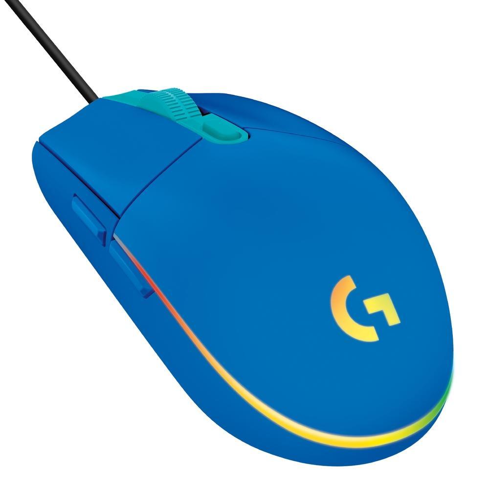 MOUSE GAMER LOGITECH G203 LIGHTSYNC RGB, EFEITO DE ONDAS DE CORES, 6 BOTÕES, 8.000 DPI, AZUL