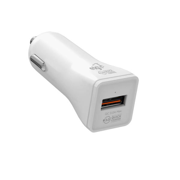 CARREGADOR VEICULAR ELG 3A/ 20W UNIVERSAL SAÍDA USB QC (QUICK CHARGE) BRANCO - CC1S-QC