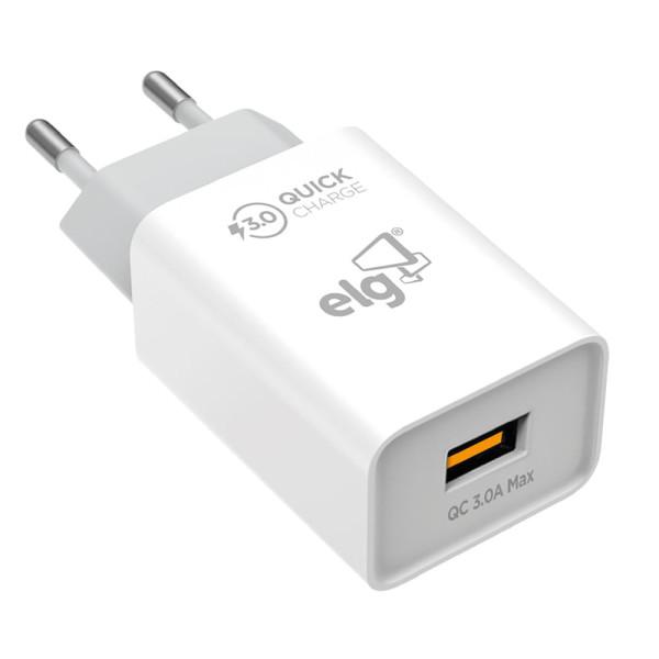 CARREGADOR DE PAREDE UNIVERSAL 18W C/1 SAÍDA USB QUICK CHARGE BRANCO - WC1S-QC3