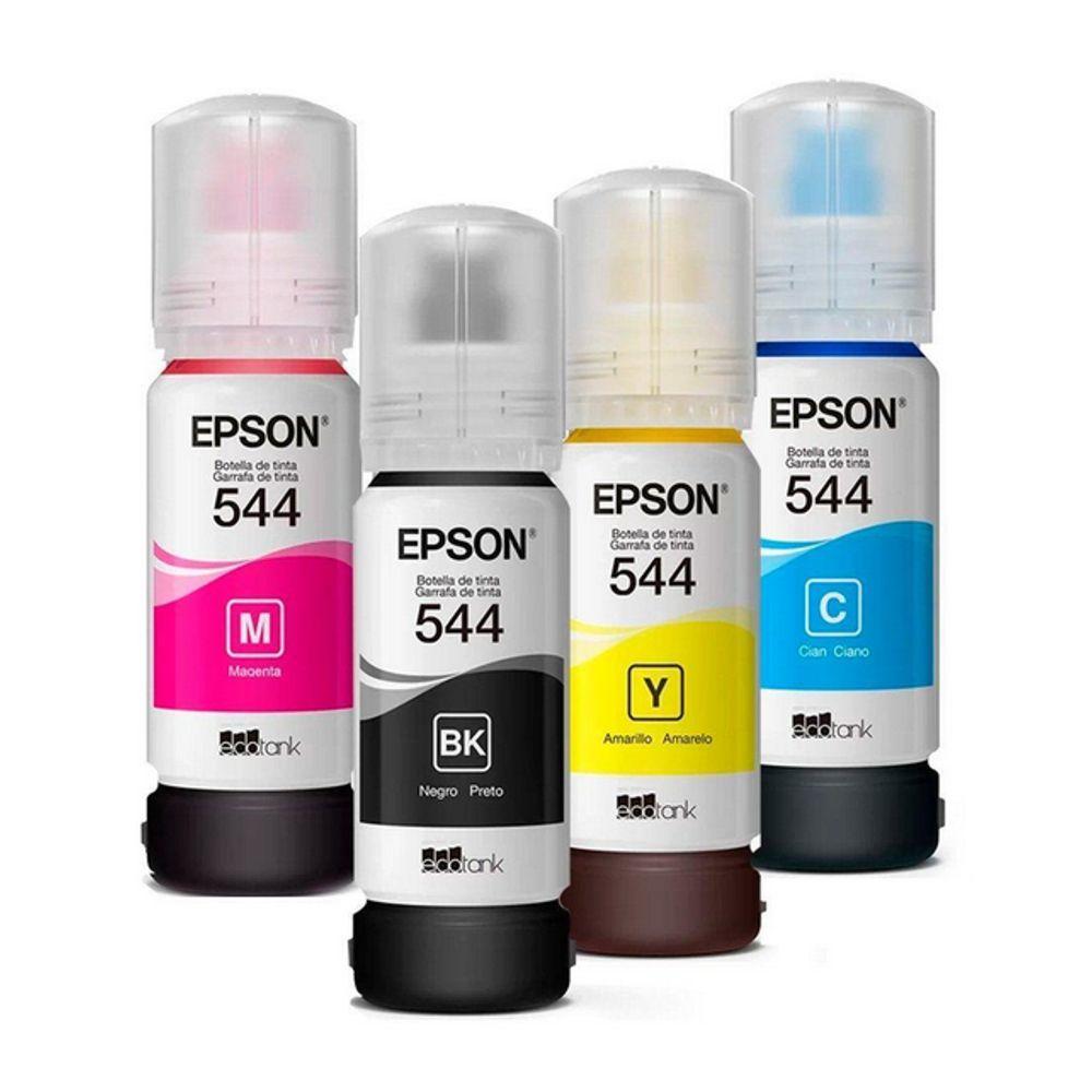 REFIL DE TINTA EPSON KIT T544 PARA ECOTANK PRETO, CIANO, MAGENTA, AMARELO