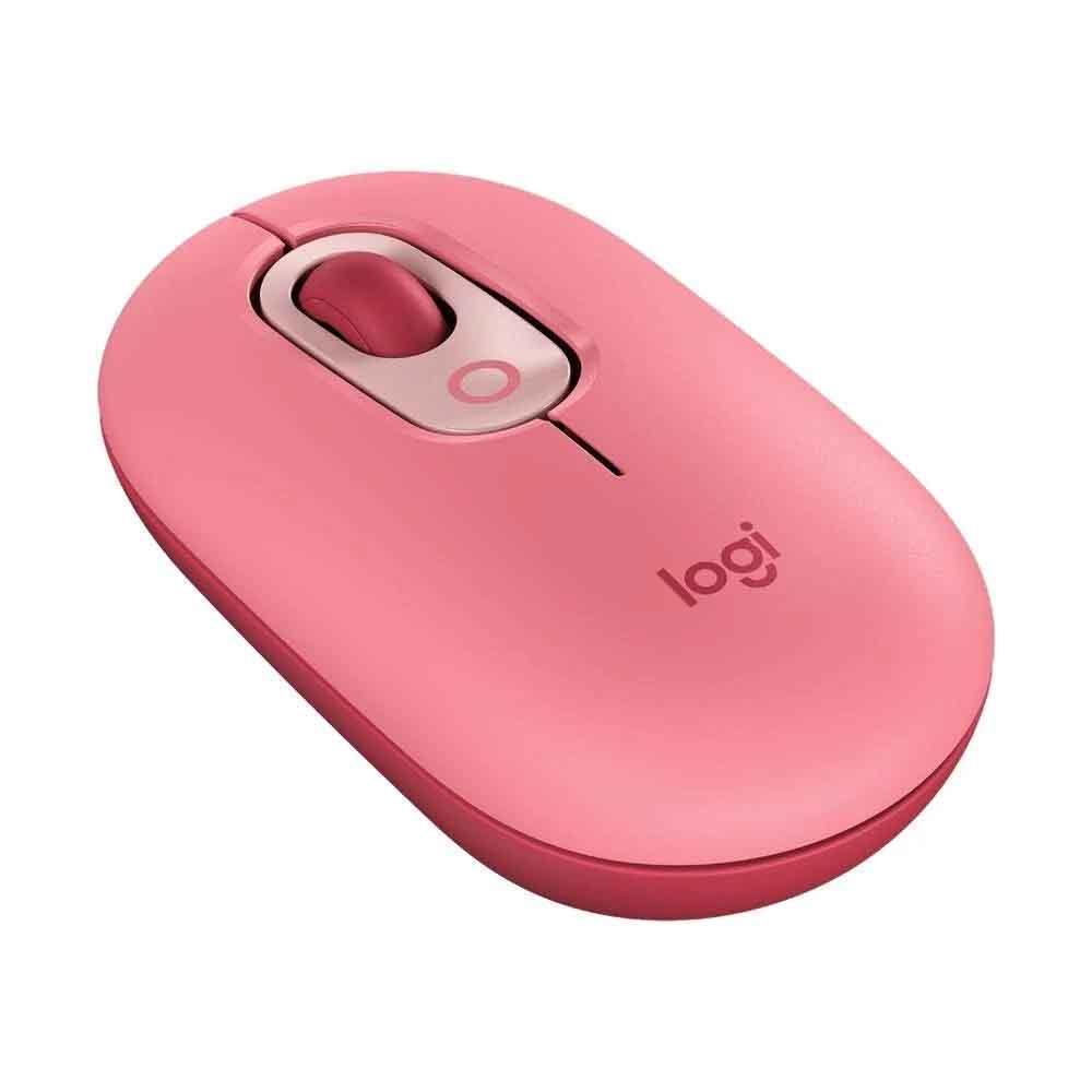 MOUSE SEM FIO LOGITECH POP, 4000 DPI, BOTÃO EMOJI, SILENTTOUCH, COMPACTO, USB, BLUETOOTH, ROSA