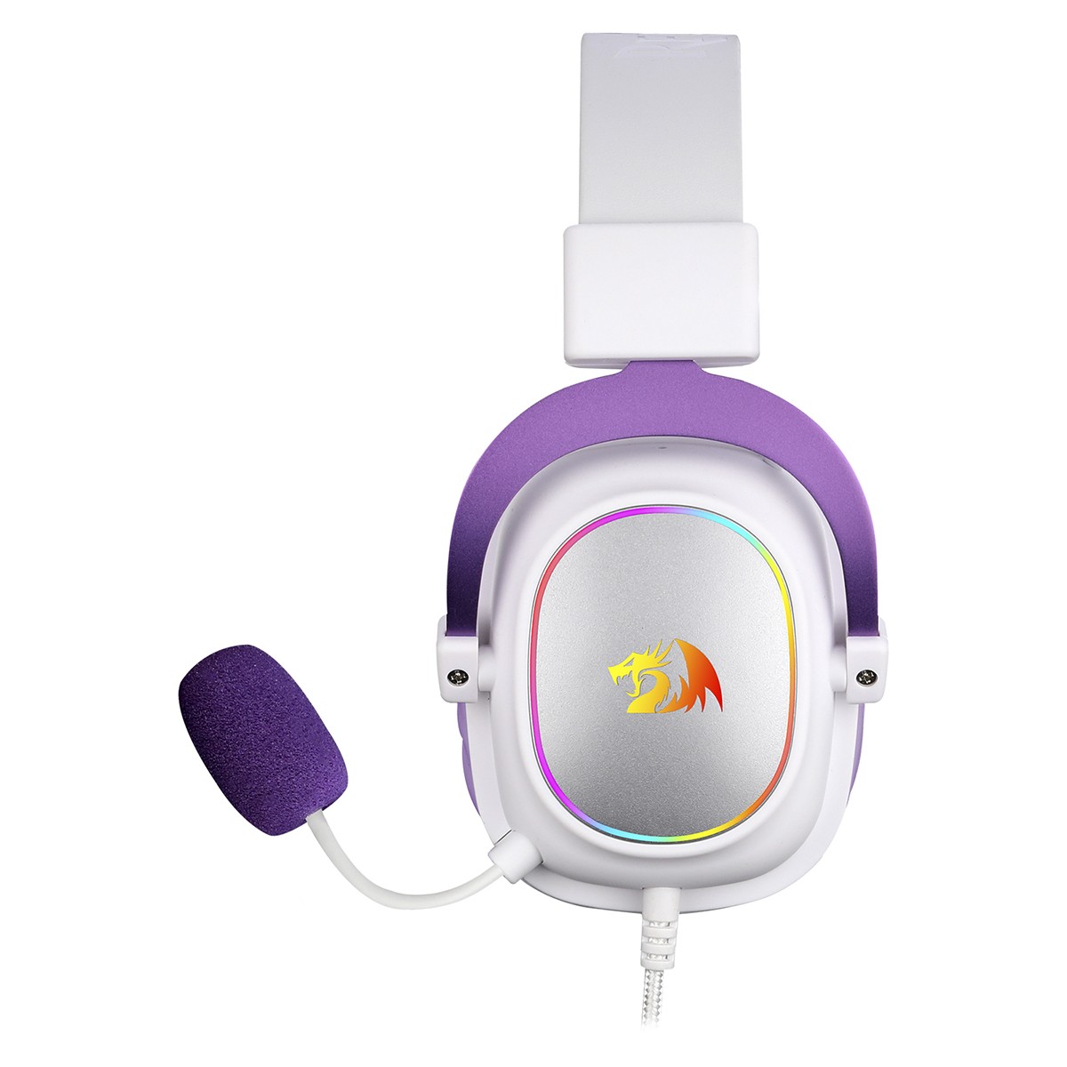 HEADSET GAMER REDRAGON ZEUS - RGB USB 2.0 - BRANCO COM ROXO