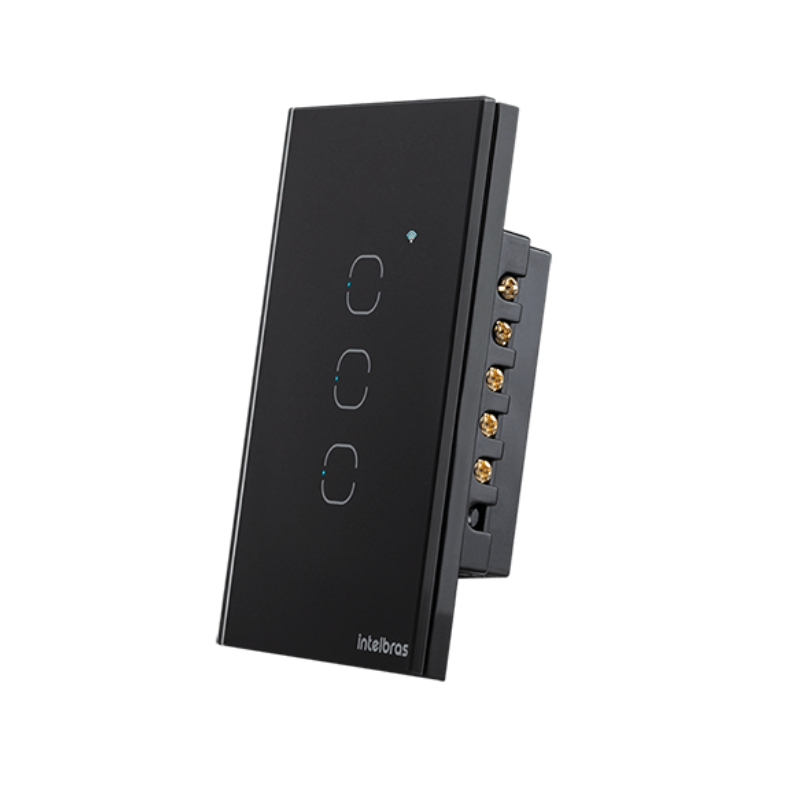 INTERRUPTOR SMART WI-FI 3 TECLAS EWS 1003 TOUCH C/ ALEXA BIVOLT PRETO- INTELBRAS