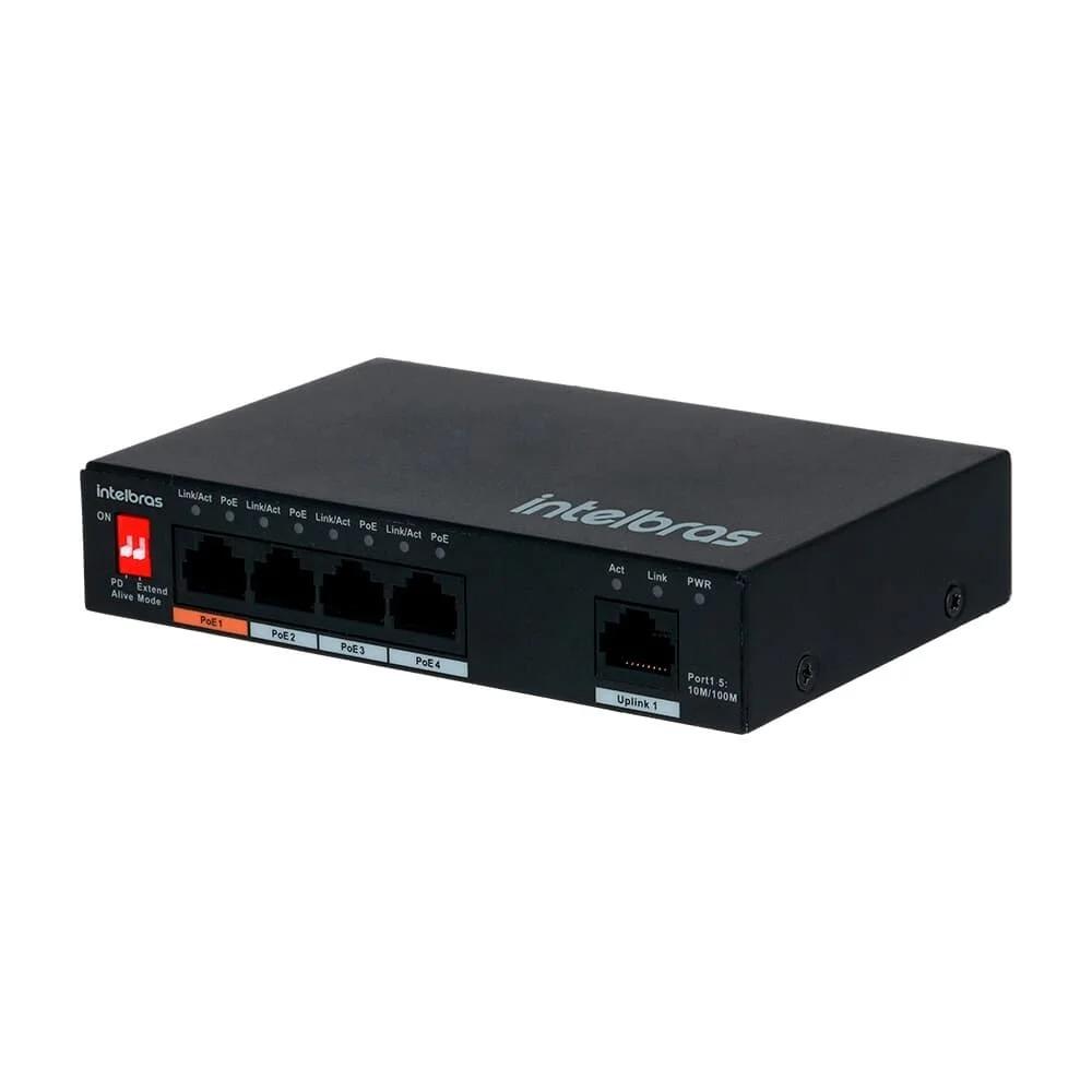 SWITCH INTELBRAS SF 500 HI-POE 5 PORTAS FAST ETHERNET COM 4 PORTAS POE+