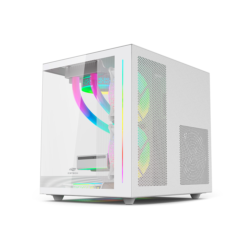 GABINETE GAMER C3 TECH AQUARIUS MT-G810WH SEM FONTE BRANCO