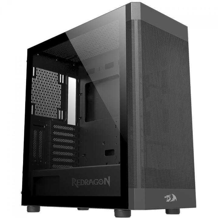 GABINETE GAMER E-ATX REDRAGON AEROGLASS MID TOWER VIDRO TEMPERADO S/ FONTE - PRETO