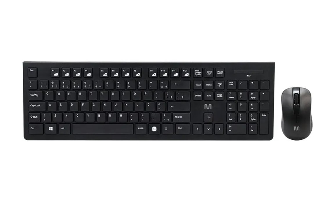 TECLADO E MOUSE SEM FIO CONFORTO MULTIMÍDIA CONEXÃO USB 1200DPI TECLAS CHOCOLATE PRETO MULTI - TC212