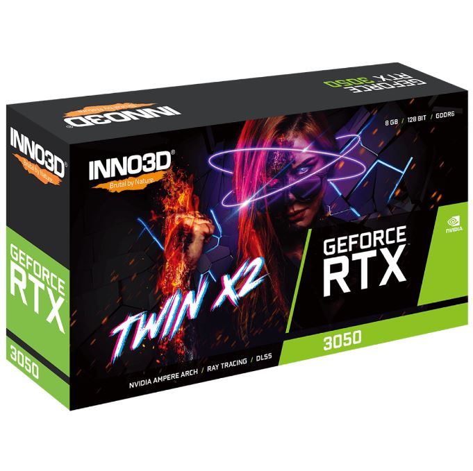 PLACA DE VIDEO GEFORCE RTX 3050 8GB GDDR6 TWIN X2 DLSS RAY TRACING - INNO3D