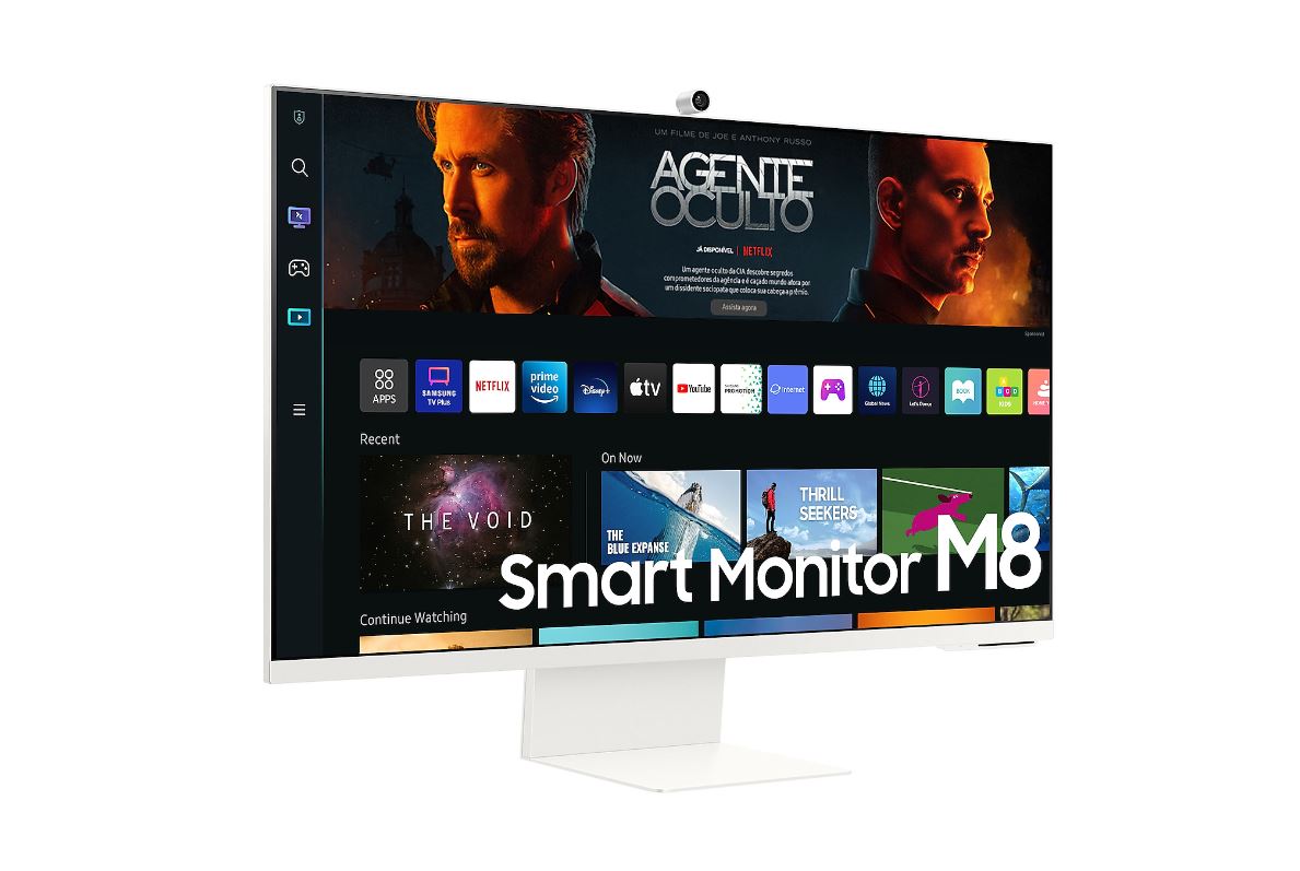 MONITOR SAMSUNG SMART M8 32" UHD 4K, TIZEN, WI-FI, SMART HUB, HDMI/USB-C, WEBCAM INTEGRADA - BRANCO