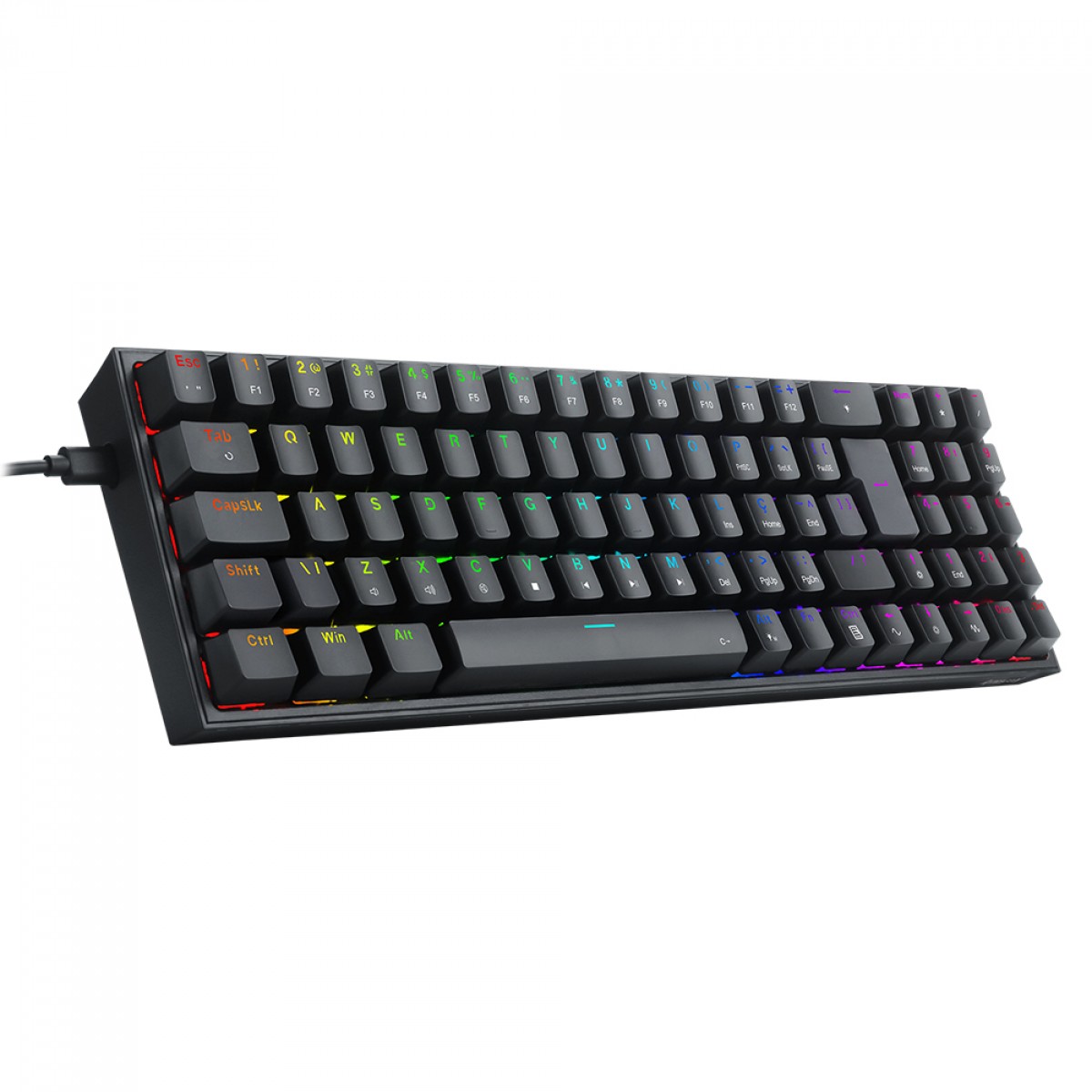 TECLADO GAMER MECANICO REDRAGON POLLUX RGB SWITCH BROWN ABNT2 - PRETO