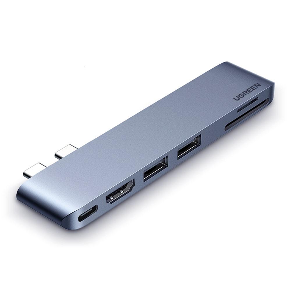 HUB TIPO C UGREEN 6 EM 2, 2X USB 3.0, HDMI , USB-C PD, LEITOR CARTAO SD, LEITOR CARTAO TF - UG-80856