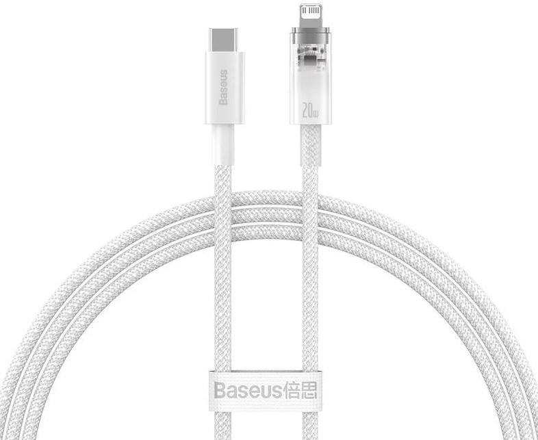 CABO USB TIPO-C BASEUS EXPLORER SERIES  PARA LIGHTNING FAST CHARGING 20W 1M BRANCO - CATS010202