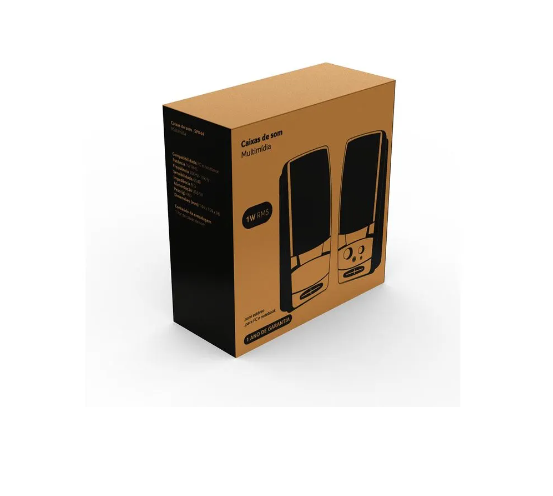 CAIXAS DE SOM 2.0 1W RMS ALIMENTAÇÃO USB CONEXÃO P2 CONTROLE DE VOLUME SOM ESTÉREO PRETO (#)