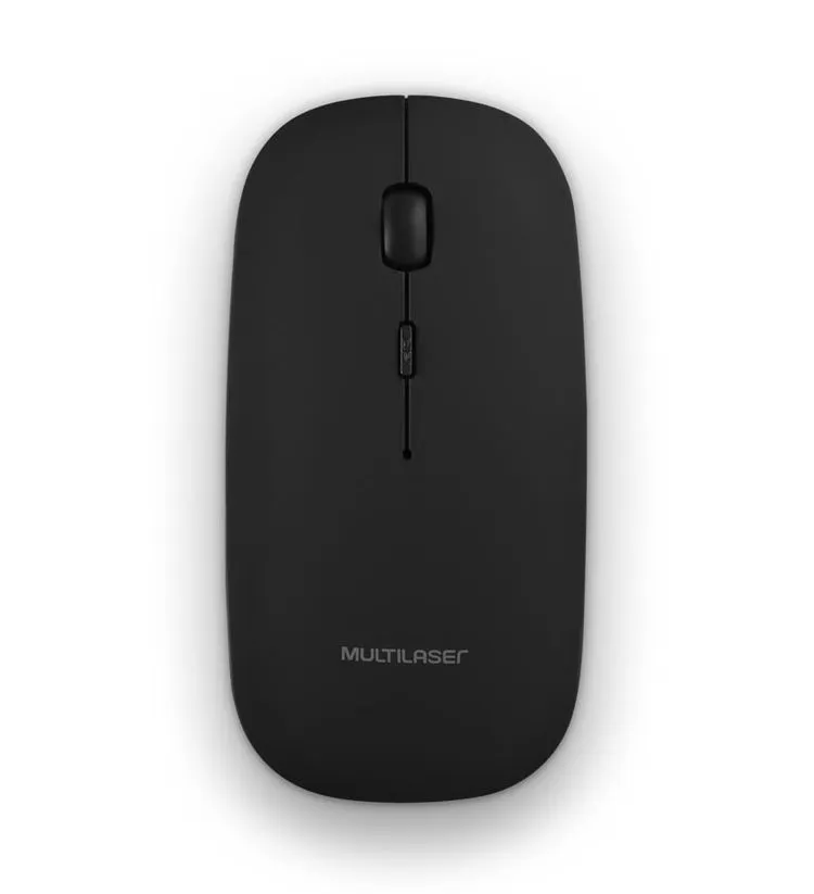 MOUSE SEM FIO SLIM RECARREGÁVEL BATERIA DE LITÍO 400MAH CLIQUE SILENCIOSO 4 BOTÕES PRETO - MO290