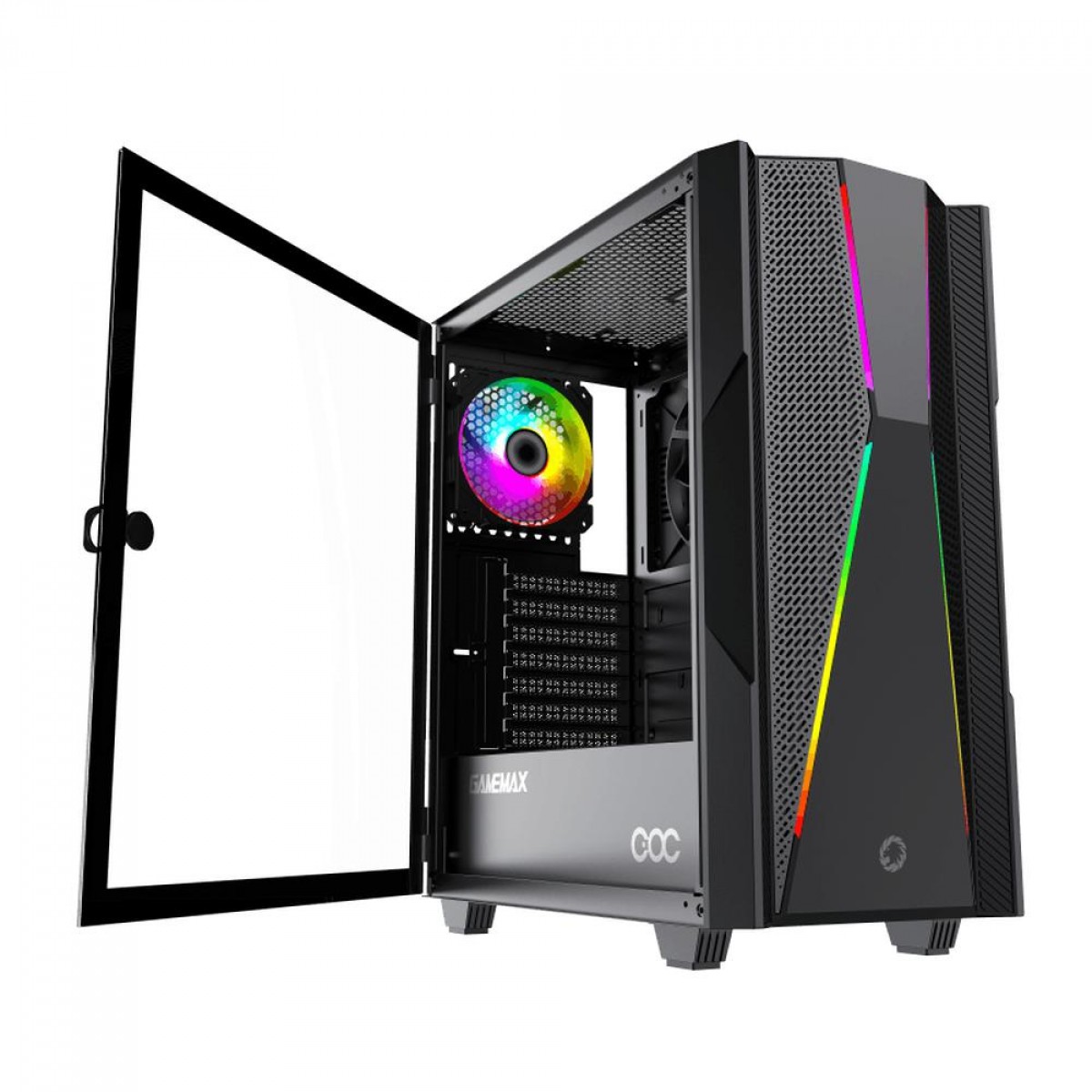 GABINETE ATX GAMER MID TOWER GAMEMAX TYPHOON VIDRO TEMPERADO C/ 2 FANS - PRETO