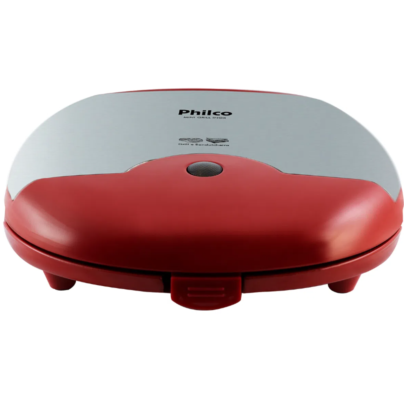 MINI GRILL E SANDUICHEIRA PHILCO INOX VERMELHA 750W 127V