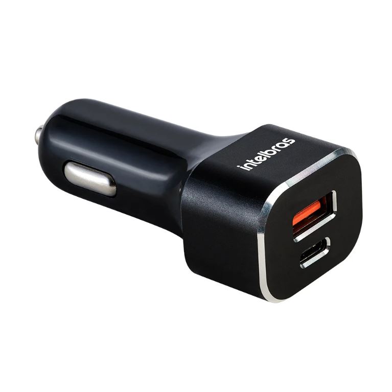 CARREGADOR VEICULAR INTELBRAS ECV 11 POWER 38W USB-A + USB-C PRETO