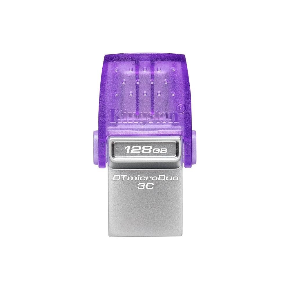 PEN DRIVE 128GB KINGSTON DATA TRAVELER MICRO DUO 3C USB-A E USB-C, 200MB/S, ROXO