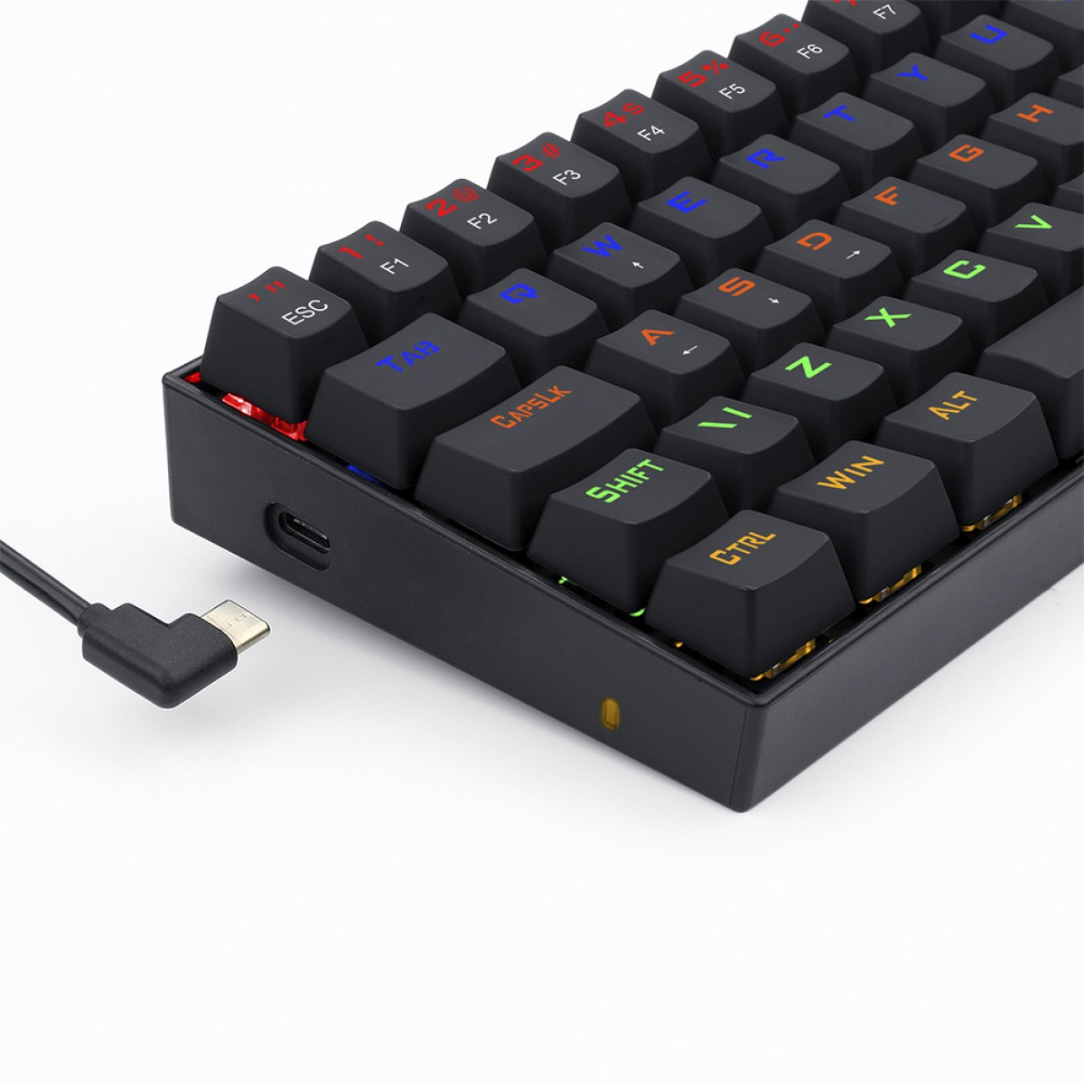 TECLADO GAMER MECANICO REDRAGON LAKSHMI, RAINBOW, SWITCH BLACK, ABNT2, 60%