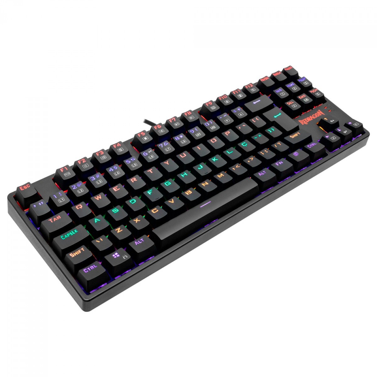 TECLADO GAMER MECANICO REDRAGON DAKSA RAINBOW, SWITCH BROWN, ABNT, BLACK