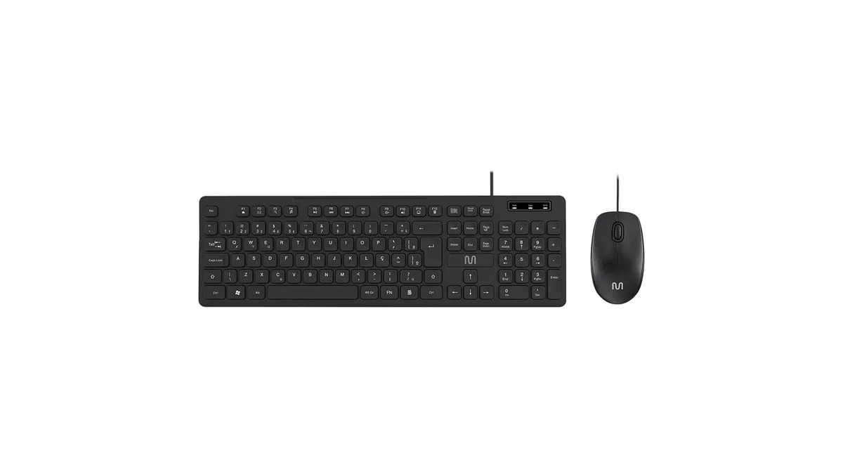 TECLADO E MOUSE COM FIO MULTILASER CF300, USB, 1200DPI, TECLAS CHOCOLATE, PRETO, TC310 (#)