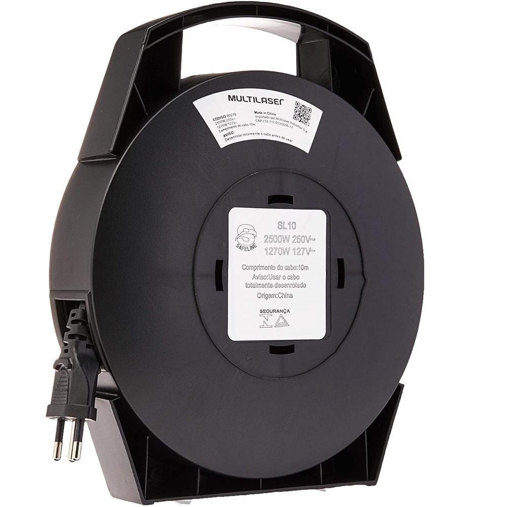 EXTENSÃO CARRETILHA MULTILASER, 5 TOMADAS ,10M, WI279 (#)