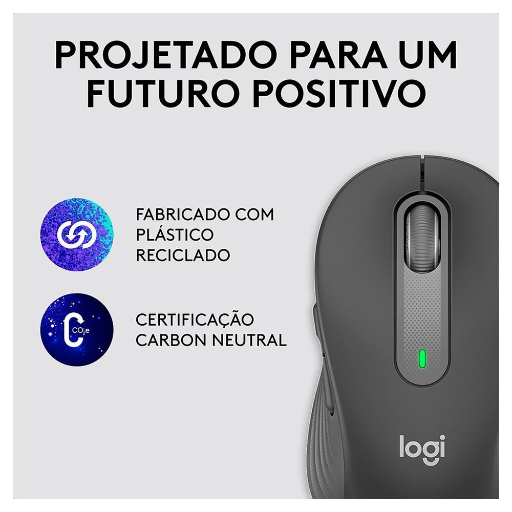 MOUSE SEM FIO LOGITECH SIGNATURE M650 L ESQUERDO, 2000 DPI, PARA CANHOTOS, BLUETOOTH, USB, GRAFITE