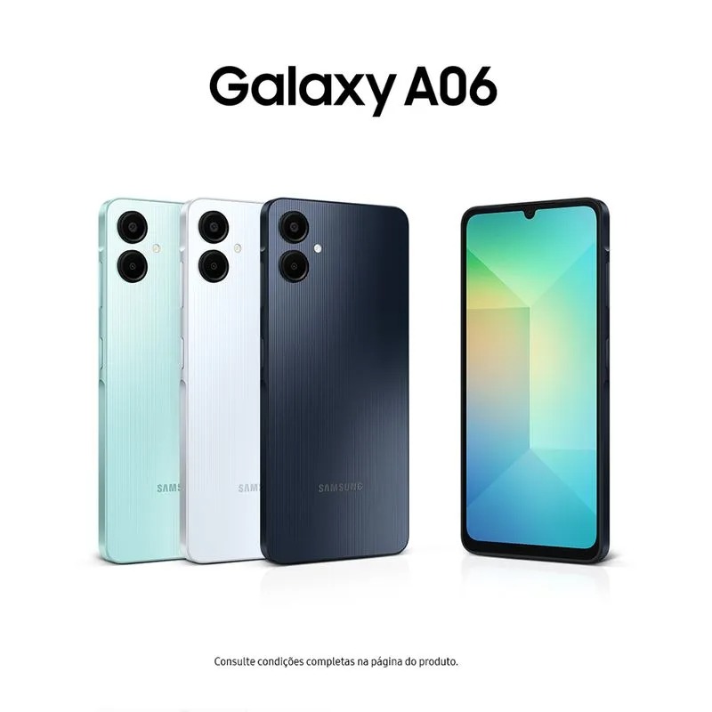 SMARTPHONE SAMSUNG GALAXY A06 4G, TELA DE 6.7", 128GB, 4GB DE RAM, BATERIA 5000MAH, BRANCO