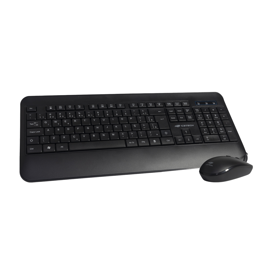 TECLADO E MOUSE COM FIO USB KT 200BK C3 TECH ABNT2 CABO DE 1.2 METROS PRETO