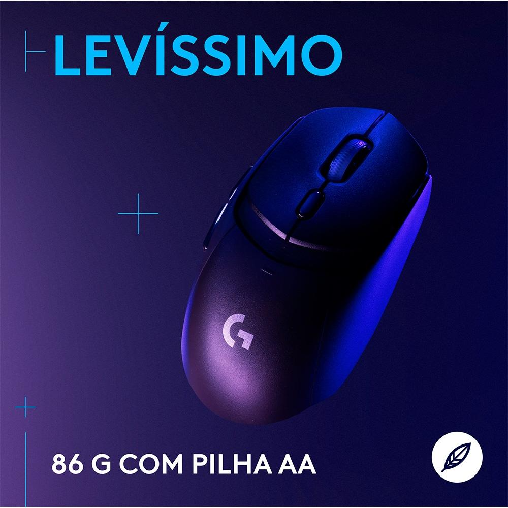 MOUSE GAMER SEM FIO LOGITECH G309 LIGHTSPEED, SWITCHES LIGHTFORCE, SENSOR HERO 25K, 6 BOTÕES, PRETO