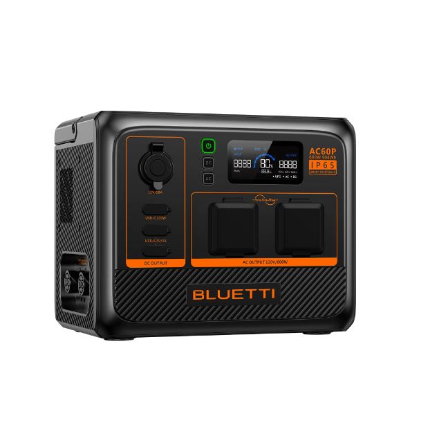 ESTAÇÃO DE ENERGIA PORTÁTIL BLUETTI AC60P 600W 504WH IP65 RESISTENTE A AGUA E POEIRA TOMADA US
