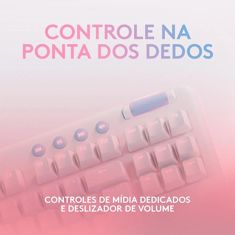 TECLADO MECÂNICO GAMER SEM FIO LOGITECH G715 LIGHTSPEED SWITCH GX RED LINEAR, RGB, ABNT, BRANCO