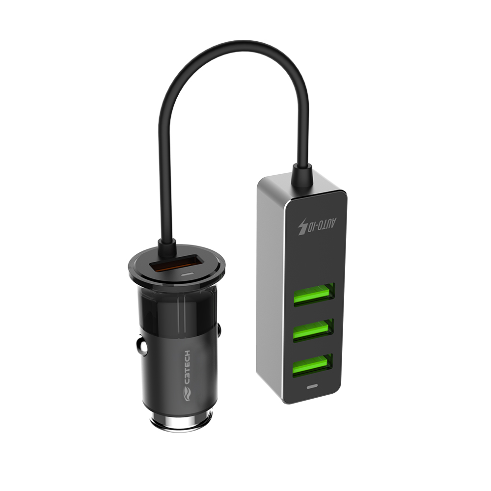 CARREGADOR VEICULAR COM 4 USB QUICK CHARGE 3.0 UCV-Q430BK C3TECH (#)