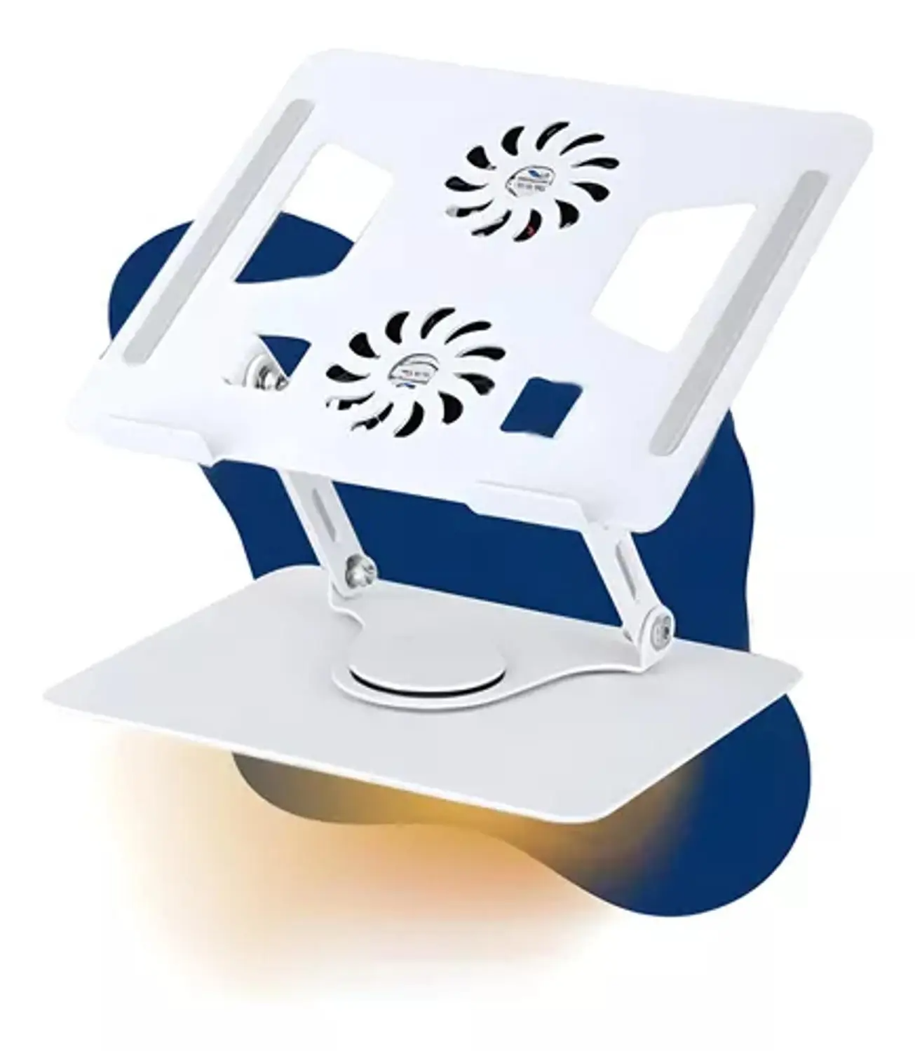 SUPORTE MESA PARA NOTEBOOK REGULÁVEL POSTURA 360° COM COOLER, COR BRANCO, GV CABOS