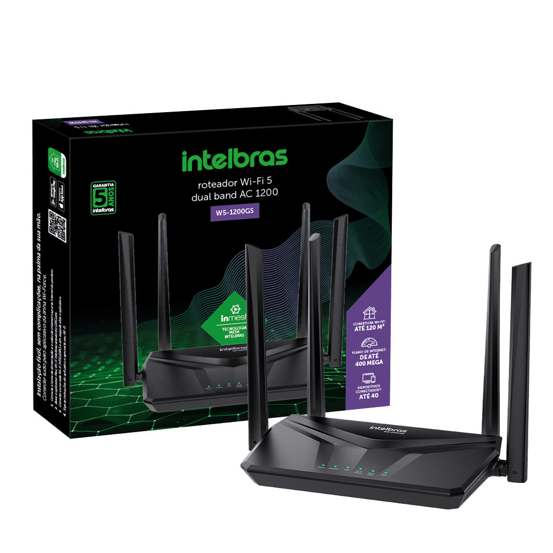 ROTEADOR WI-FI 5 AC1200 DUAL BAND MU-MIMO GIGABIT 4 ANTENAS - INTELBRAS