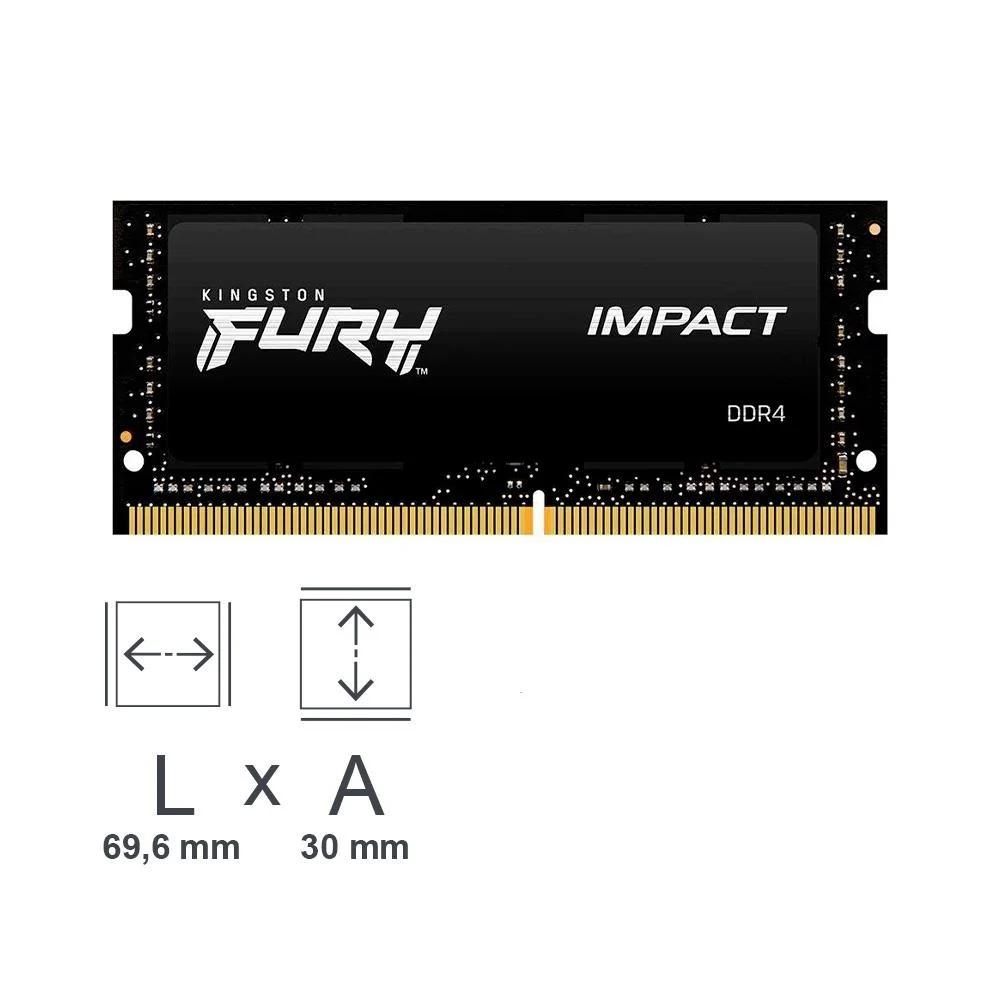 MEMORIA 16GB DDR4 3200MHZ CL20 KINGSTON FURY IMPACT P/ NOTEBOOK