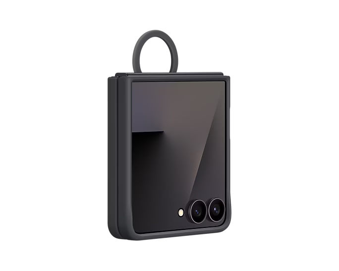 CAPA SILICONE COM ARGOLA GALAXY Z FLIP7 PRETO