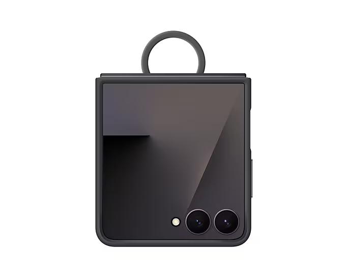 CAPA SILICONE COM ARGOLA GALAXY Z FLIP7 PRETO