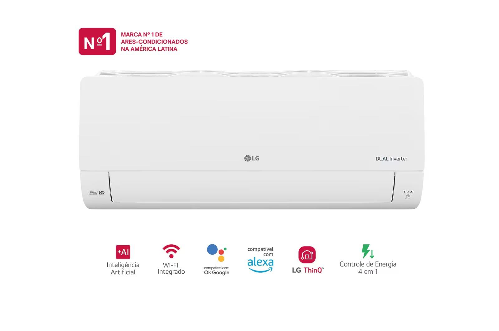 Ar Condicionado Split LG 12.000 Btu Dual Inverter Voice AI+ Frio Branco 220V